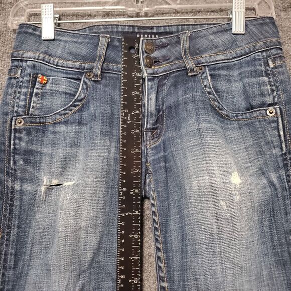 Hudson Signature Bootcut Jeans Womens Size 24 Flap Pockets Dark Blue Stretch - Picture 6 of 11